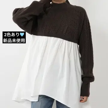 네미카 니트 절개 플레어 풀오버