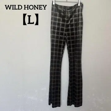 WILD HONEY [ L ] 체크 무늬 플레어 팬츠 여성용