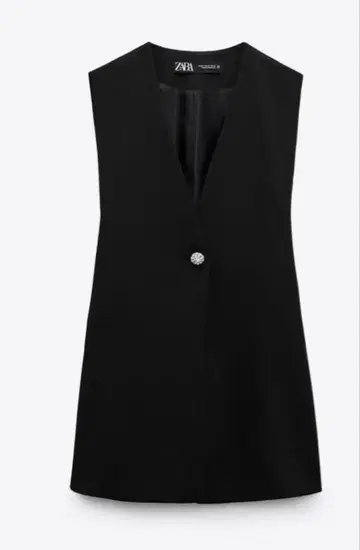 ZARA 큐빅 버튼 롱 블랙 베스트 S 사이즈