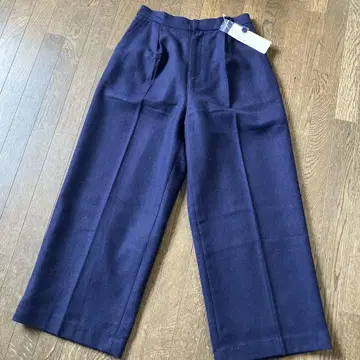 테치치 네이비 플란넬 크롭 와이드 팬츠 M 사이즈