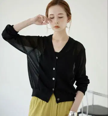 슬로브 이에나 린넨 혼방 시어 가디건