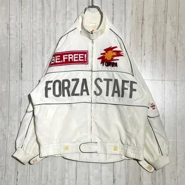 FORZA STAFF 사인 와펜 자켓 화이트 오버 사이즈