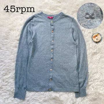 새상품급 45rpm 코튼 가디건 자수 스카이블루 긴팔 일본제 사이즈 1