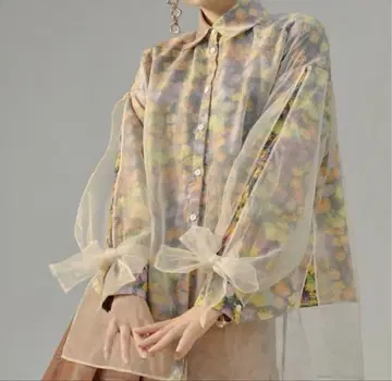 MAYC Monet 유화 메쉬 셔츠 꽃무늬