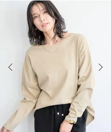 밴야드 스톰 GIZA 코튼 백 턱 롱 T FREE 베이지