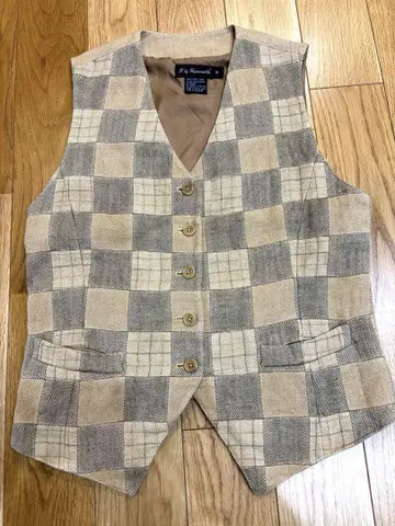 FACONNABLE 린넨 패치워크 체크 헤링본 베스트