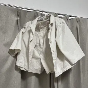 화이트 린넨 혼방 셋업