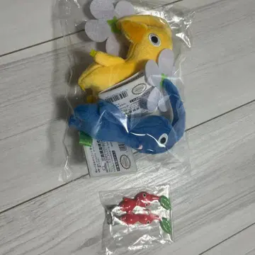 피크민 봉제 인형 2개 세트 파랑 노랑 헤어핀 2개