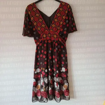ANNA SUI 브라운 도트 반팔 튜닉