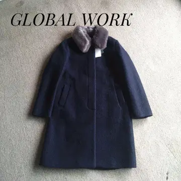 미사용 새상품 GLOBAL WORK 퍼 달린 롱 코트