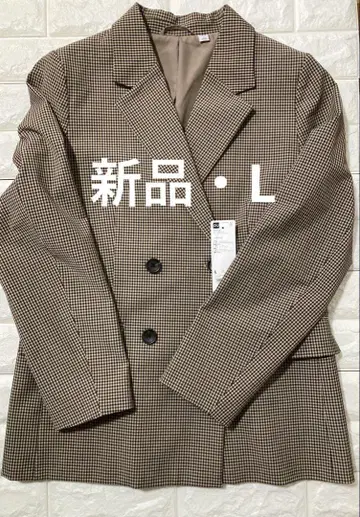 GU 더블 브레스트 체크 자켓 L