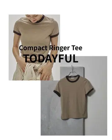 [ 선착순 ] TODAYFUL Compact Ringer Tee 내추럴