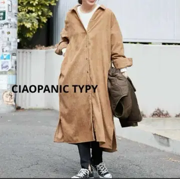 새상품급 CIAOPANIC TYPY 셔츠 원피스 롱 기장 긴팔 베이지