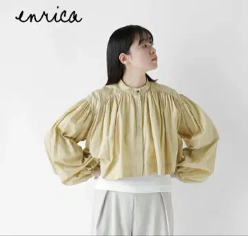 enrica 엔리카 코튼 새틴 개더 블라우스