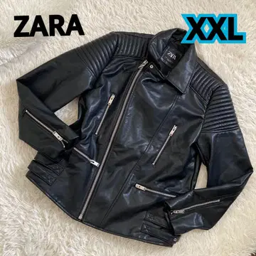 컨디션 최상 ZARA 블랙 인조 가죽 더블 라이더 자켓 XXL