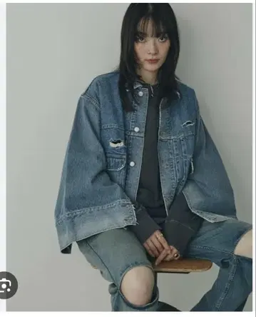 mici 라이트 블루 오버 사이즈 데님 자켓