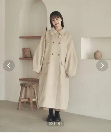 새상품 moi tytto 플랩 포켓 스탠드 카라 롱 코트 내추럴