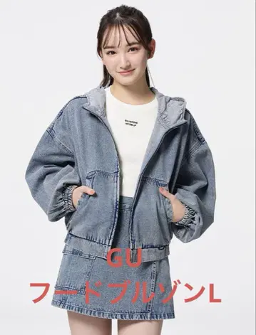 미사용 GU 데님 후디 블루종 / 틴 L / 블루 y2k 지유 니콜라