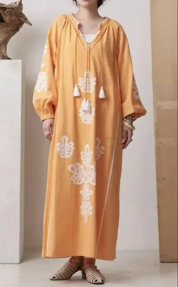 sara mallika 패치워크 오렌지 원피스