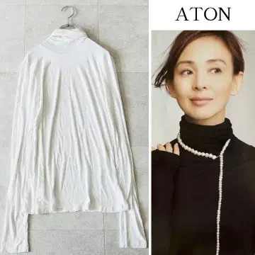 새상품급 에이트 모달 실크 저지 터틀넥 2 화이트 옷깃 리브