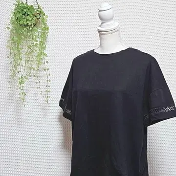 STYLE for LIVING(F) 투과 편직 단계 밑단 반팔 T셔츠