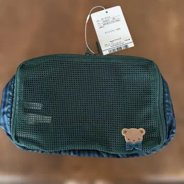 Familiar 다크 그린 메쉬 파우치 곰 디자인