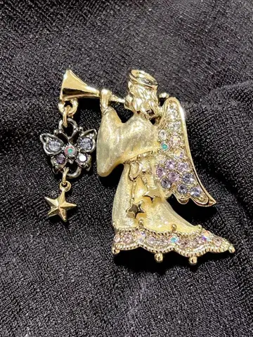 ANNA SUI 안나수이 크리스마스 천사 엔젤 나팔 나비 브로치