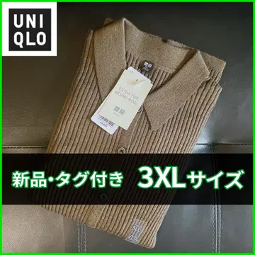 유니클로 메리노 리브 폴로 가디건 3XL 사이즈 올리브 469483