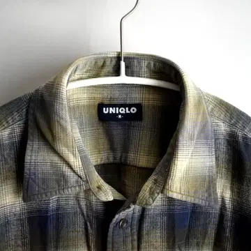 90s UNIQLO 네이비 택 옴브레 체크 플란넬 셔츠