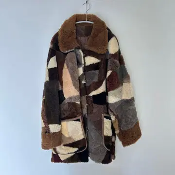 빈티지 패치워크 보아 코트