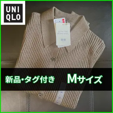 유니클로 메리노 리브 폴로 가디건 M 사이즈 올리브 469483