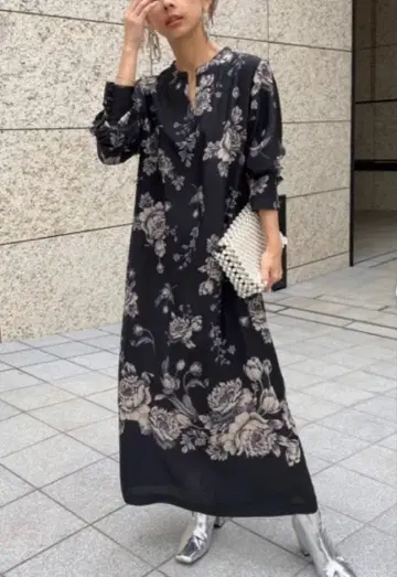 [Ameri VINTAGE ] REHEMA KEY NECK DRESS