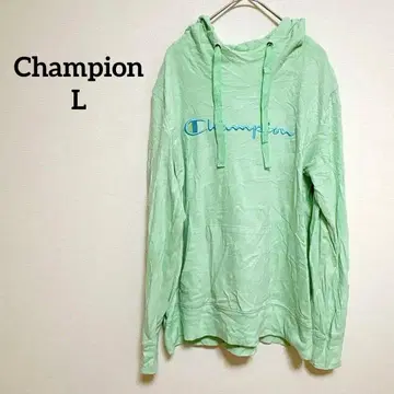 Champion [ L ] 후드 부착 후드티 민트 그린 얇은 소재