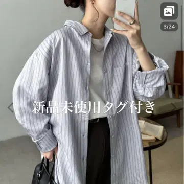 [ 미사용 새상품 ] discout web 한정판 더블 스트라이프 셔츠
