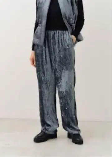 누키테파 그린 벨벳 펄 자수 팬츠