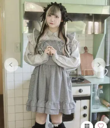 깅엄 체크 원피스 호와이니 게으름뱅이 메이드 원피스 Whinny