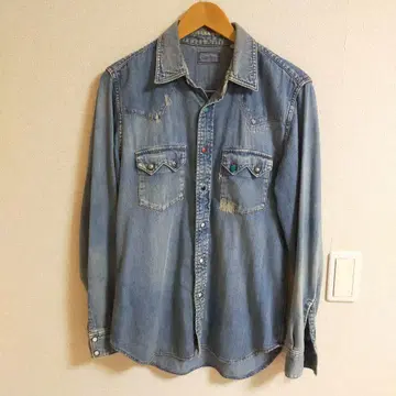 BLUE BLUE 블루블루 명작 터콰이즈 버튼 데님 셔츠