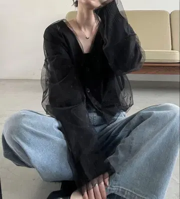 즉시 구매 OK 카프리슈 마쥬 튤 레이어드 가디건