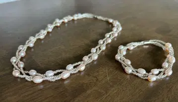 츠키시마 진주 목걸이 팔찌 세트