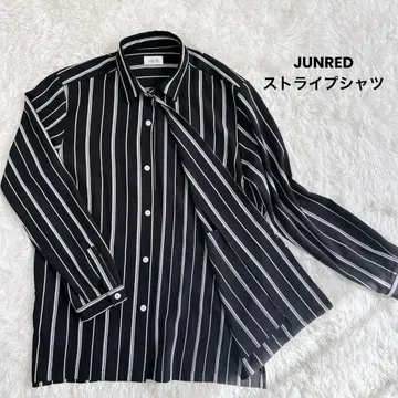 [고급스러움] JUNRED 스트라이프 긴팔 셔츠 블랙 M 사이즈
