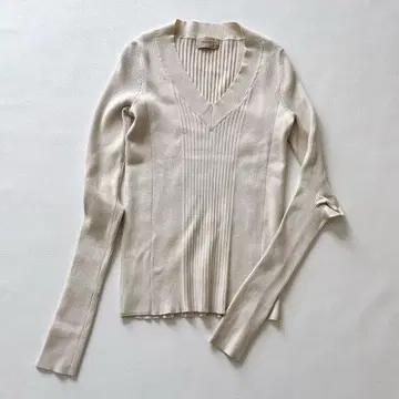 마추어리 V넥 리브 니트 티셔츠 빔즈 긴팔