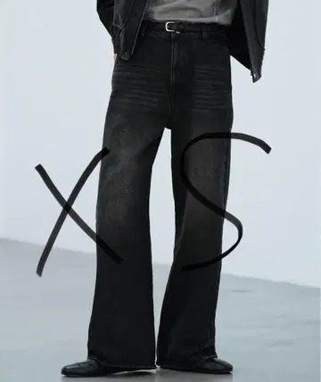 CURVED FLARE DENIM SLACKS 빈티지 블랙