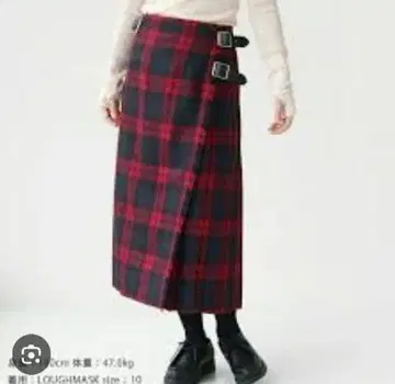 새상품급 O'NEIL OF DUBLIN 타이트 랩스커트 빨간색 체크 울