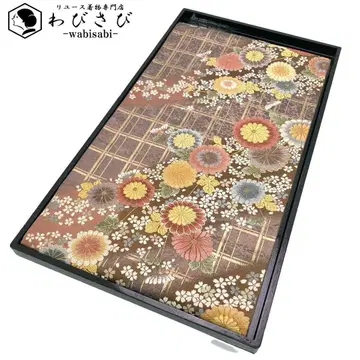 후쿠로 오비 당직 선명한 꽃 무늬 국화 벚꽃 금실 팥색 O-4546