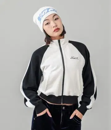 X-girl 지퍼 후드티 화이트 블랙