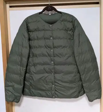 무인양품 경량 포켓터블 다운 자켓 카키 L