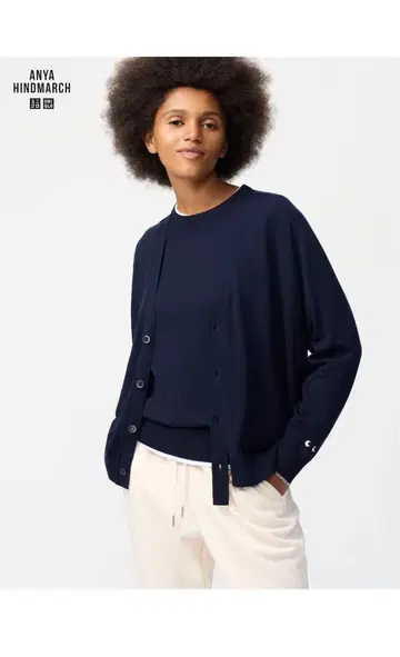 택 포함 미사용품! 유니클로 메리노 오버사이즈 V넥 가디건