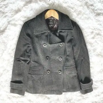 23구 더블 브레스트 피코트 숏 기장 울 캐시미어 그레이 S