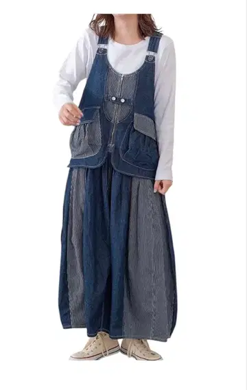 mili mili 밀리밀리 레이어드 스타일 절개 데님 점퍼 스커트