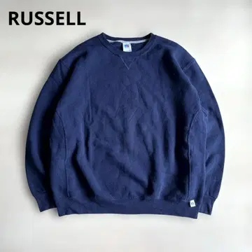 러셀 애슬레틱 전면 V 가제트 맨투맨 솔리드 네이비